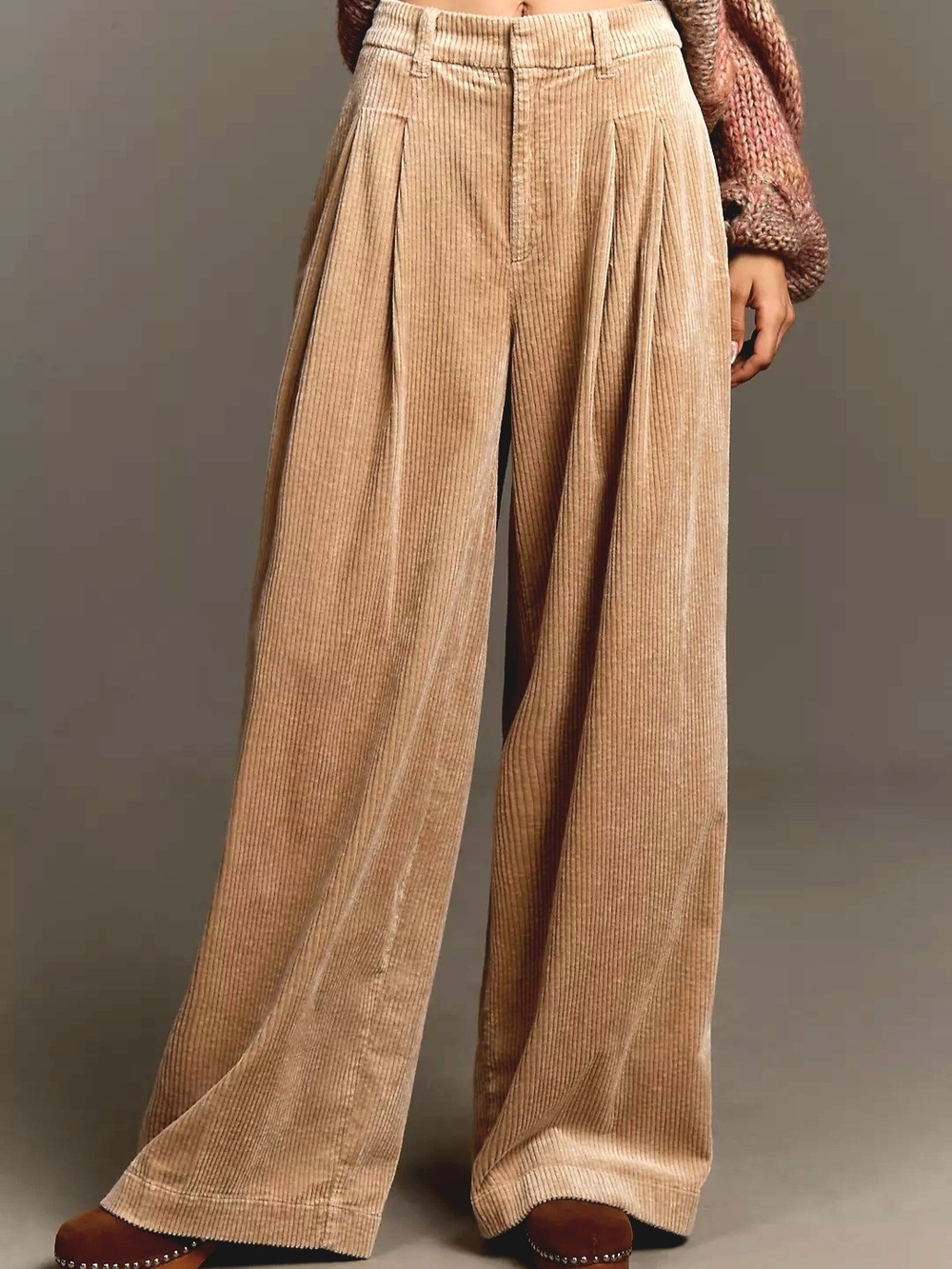Anthropologie Wide-Leg Corduroy Pants in Camel